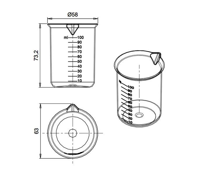 Стакан мерный с носиком 100 