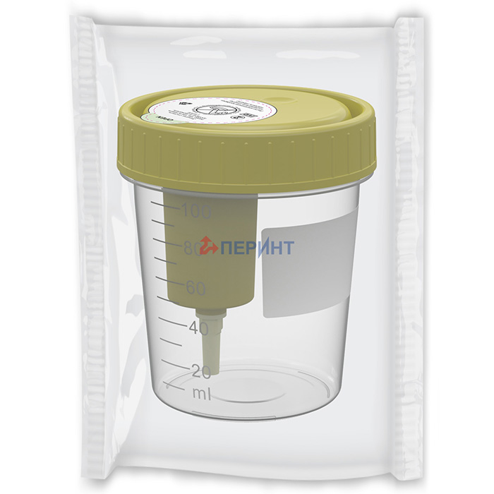 Контейнер 100 мл со встроенным устройством для взятия мочи в вакуумную пробирку, стерильный